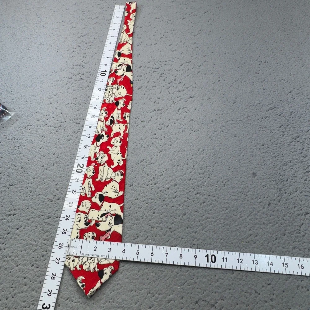 Mickey Inc Tie Disney 101 Dalmatians Silk Red Puppy Dogs Fun Cartoon Novelty Vtg